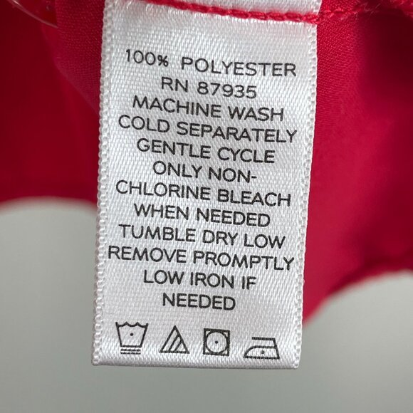 Susan Graver Womens XL Red Long Sleeve Pleated Blouse Button Front Shirt Top - Picture 5 of 9